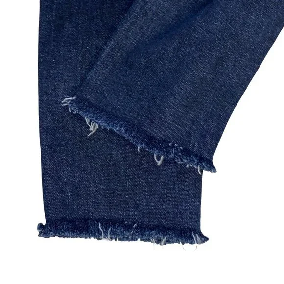 AGOLDE Sophie Dark Blue Wash Denim High Rise Raw Hem Crop Skinny Jeans Size 26 - Picture 3 of 11